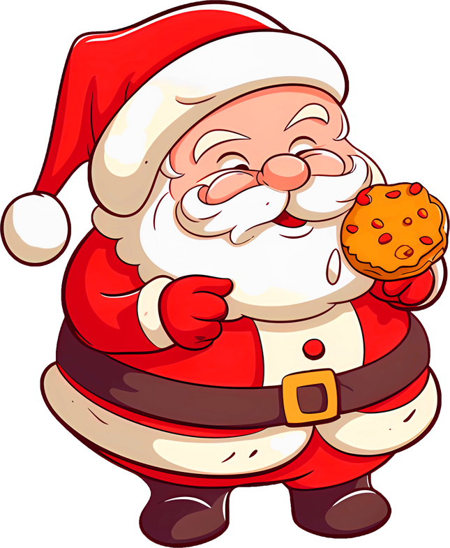 Santa Eating Cookie Illustration
